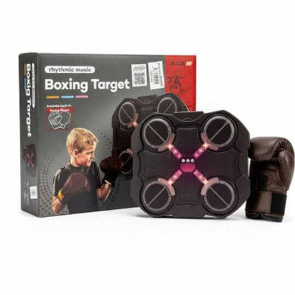 Boxing target set with gloves for kids ages 5 and up, featuring lights for training