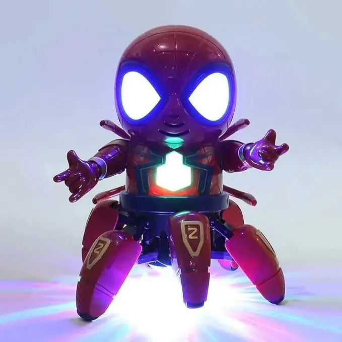 Red robot in toy with lights and action features for children ages 3 and up