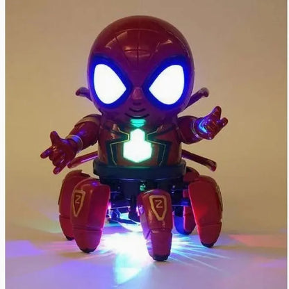 Red robotic toy resembling a superhero with lights, perfect for kids ages 3-6, featuring robot in toy design