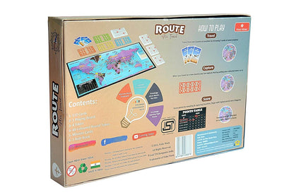 Route Air Travel board game by Folks Work showing game box with world map and game components