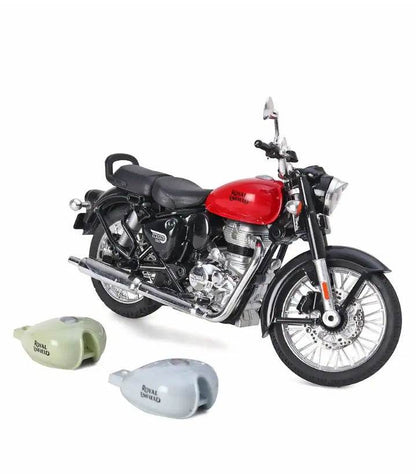 Royal Scale Model Enfield Motorcycle Toy – Pull Back Action, Detailed Miniature Replica for Collectors and Enthusiasts Classic 350 Bullet Bike DIY Motorcycle Scale Model 1:15 Interchangeable Fuel Tanks, Convertible Seats - T-Rex the toyland Sitamarhi