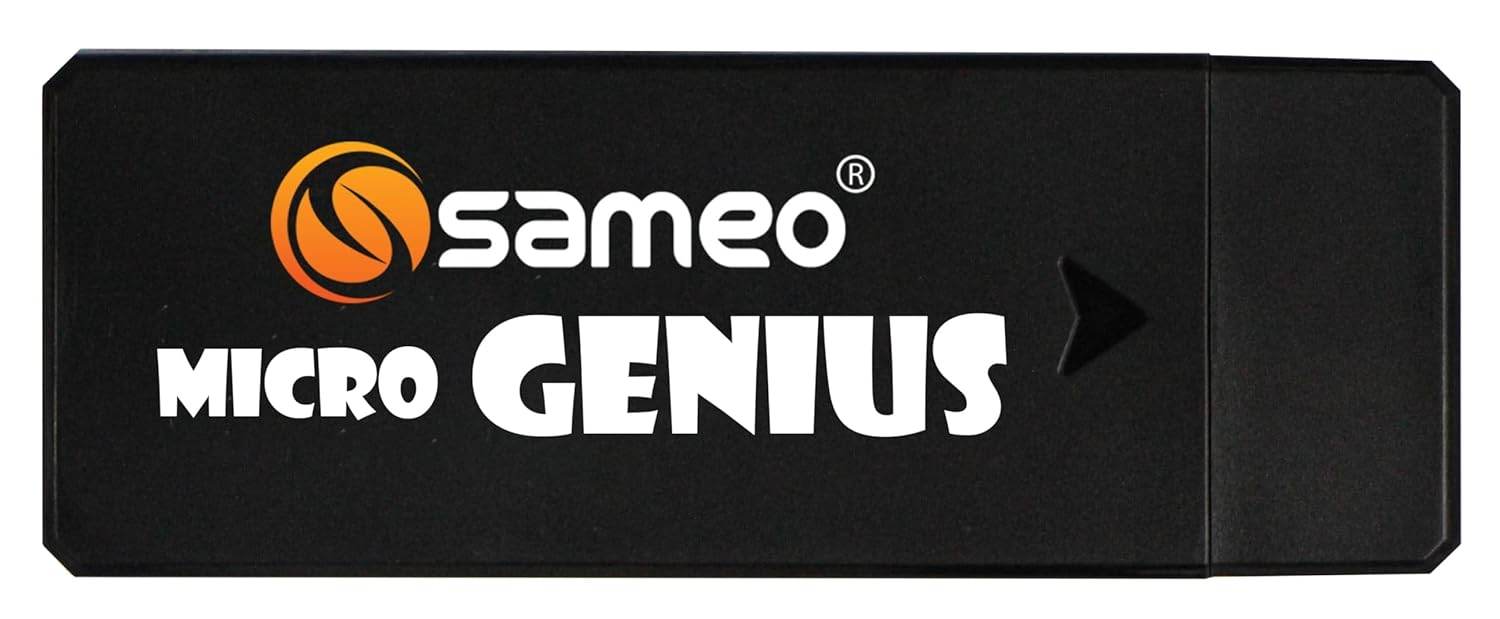 Sameo Micro Genius 8 bit HDMI gaming console for kids in compact black design