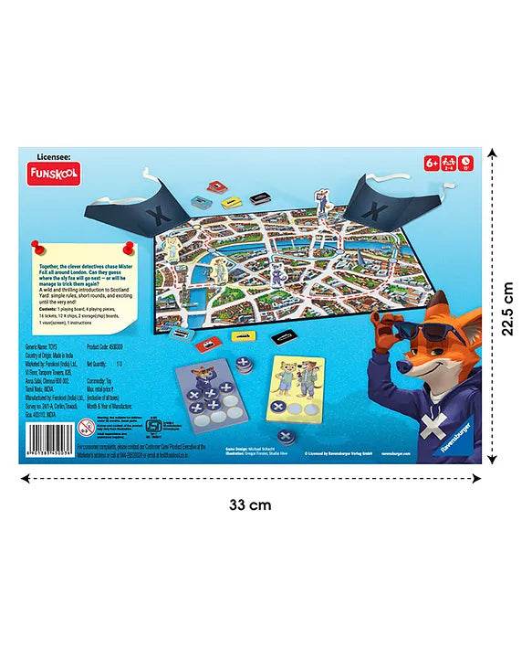 Funskool Scotland Yard board game for 8 yrs and up featuring a mysterious city map and detective characters