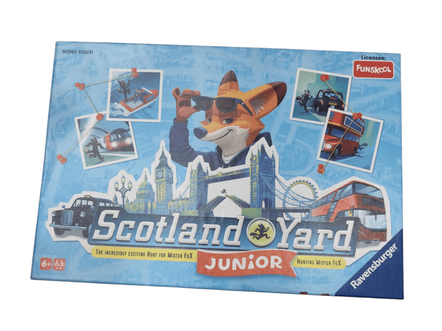 Scotland Yard Junior board game featuring a fox detective for ages 6 and up