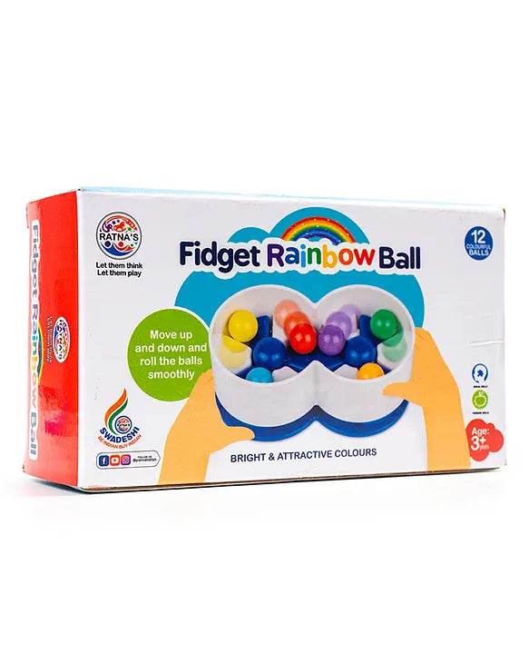 Colorful sensory fidget toy, Prem Ratan Rainbow Ball for ages 3 and up, rolls smoothly for interactive play