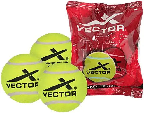 Yellow Vector tennis balls with a red bag on a white background