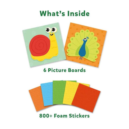 Skillmatics 3D animal craft set for kids with colorful picture boards and over 800 foam stickers