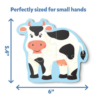My First Puzzle Set Skillmatics cow-shaped puzzle piece measuring 6 by 5.4 inches, perfect for small hands