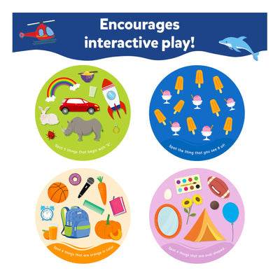 Colorful preschool flash cards for toddlers featuring interactive object matching games