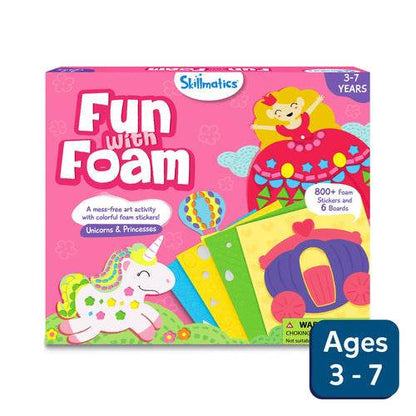 Fun with foam unicorn and princess 3D craft set for kids ages 3 to 7 with colorful foam stickers