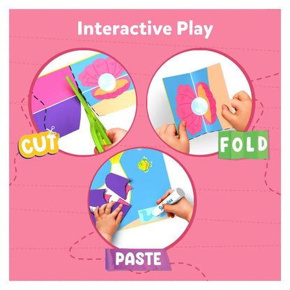 Unicorn and princess activity set showing interactive play with cutting folding and pasting paper craft