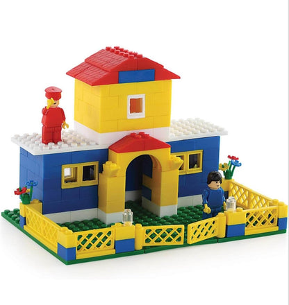 Junior architect building blocks colorful house model with fence and two mini figures from T-Rex the toyland Sitamarhi