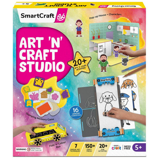 SmartCraft Art N Craft Studio kit with 20 plus activities including pop-up house and stamping for art and craft kit for girls