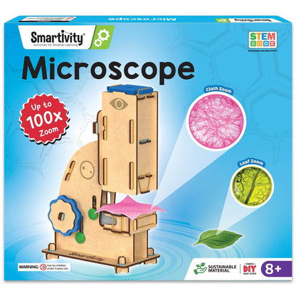 DIY microscope toy for 8-14 year olds with up to 100x zoom and sustainable materials