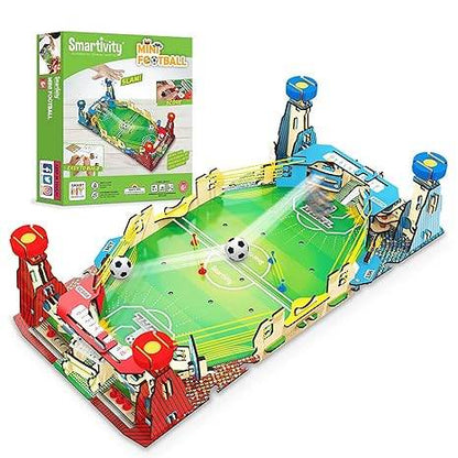 Smartivity DIY mini football table kit with colorful indoor game setup and soccer goal posts