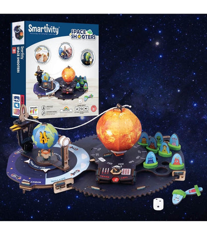 Earth Sun Moon model kit for kids with rotating planets and educational space shooter features