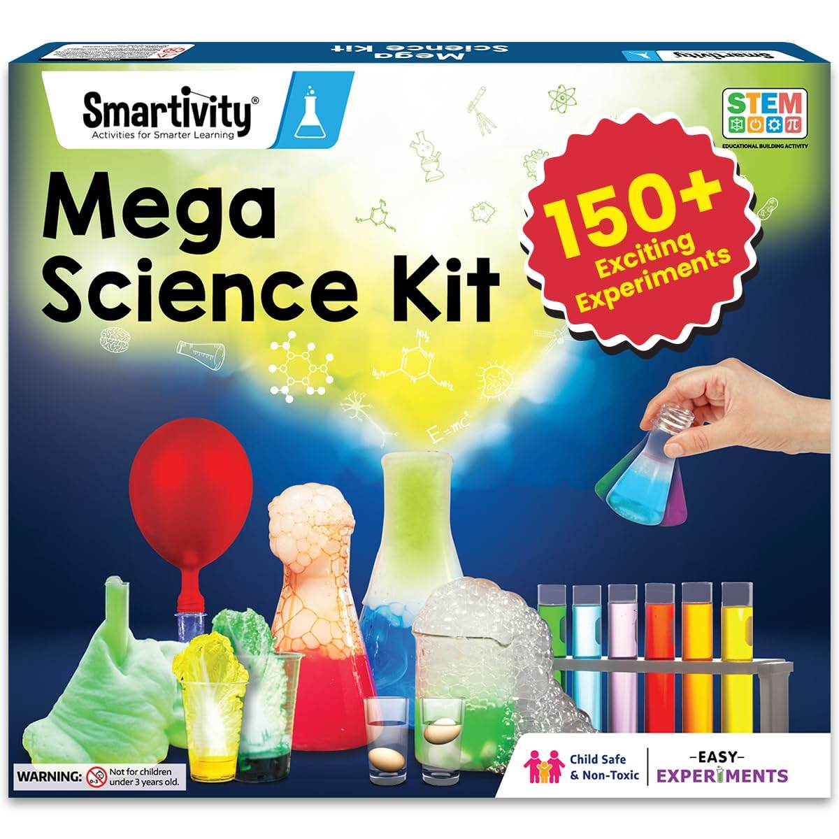 Smartivity Mega science kit with 150 experiments including colorful test tubes and bubbling science props