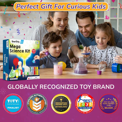 Mega science kit with 150 experiments educational toy for kids with family enjoying science activities