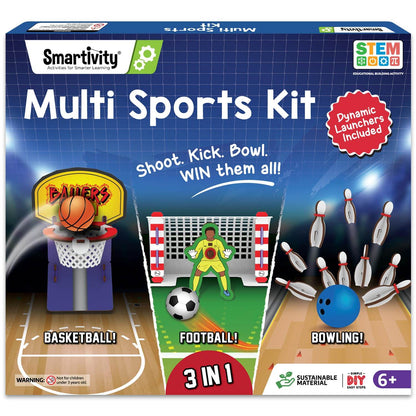 Smartivity Multi sports kit for kids with basketball, football, and bowling games for ages 6 and up