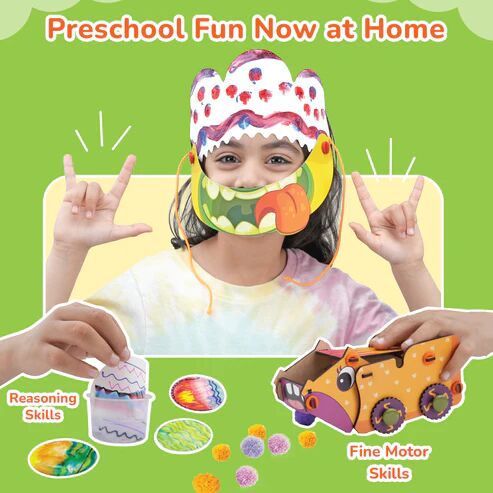 Preschool learning kit for 4 year olds featuring fun craft masks and fine motor skill toys