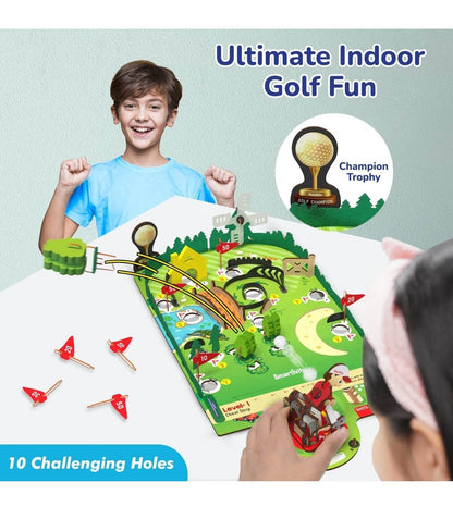 STEM golf game for kids with 10 challenging holes and interactive indoor playset