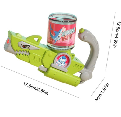 Green spray gun toy shaped like a snake for water play, suitable for kids ages 3 and up