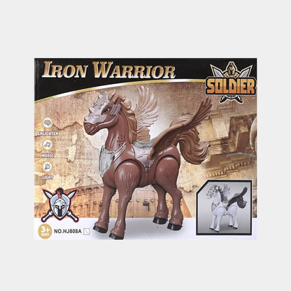 Brown Iron Warrior toy with sound and light theatre features for ages 3 and up