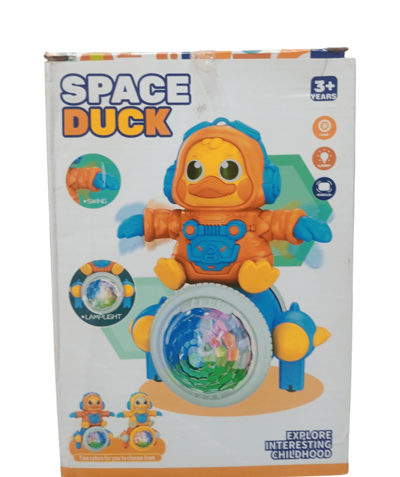 Colorful Space Duck rocket toy for kids aged 3 years and up with lights and sounds