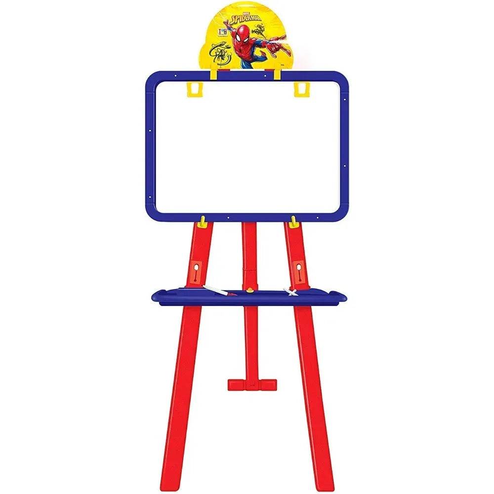Red and blue magnetic easel board for learning with alphabet for learning