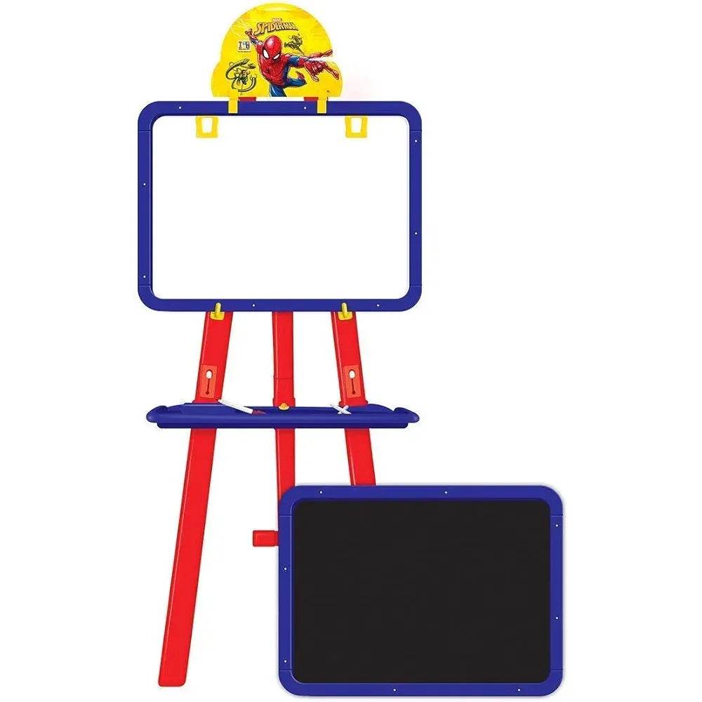 Magnetic easel board in red and blue for children featuring alphabet for learning