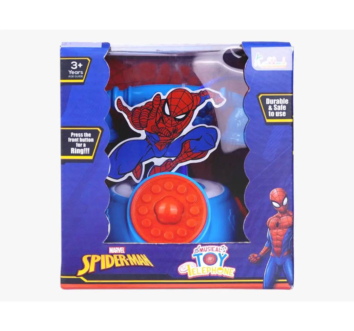 Colorful Spiderman toy phone for kids aged 3 and up with pressable buttons and playful design
