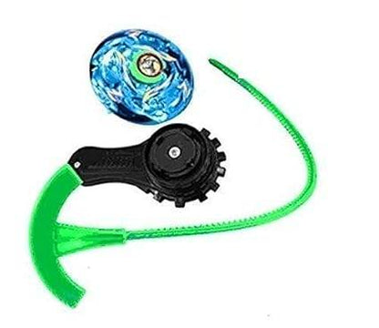Colorful spinning top toy with a green launcher for kids aged 5 years and up
