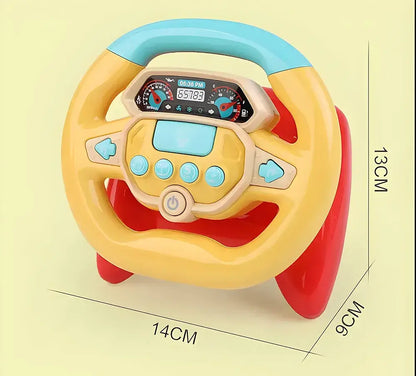 Colorful steering wheel toy with buttons and dashboard for toddlers aged 2-4 years
