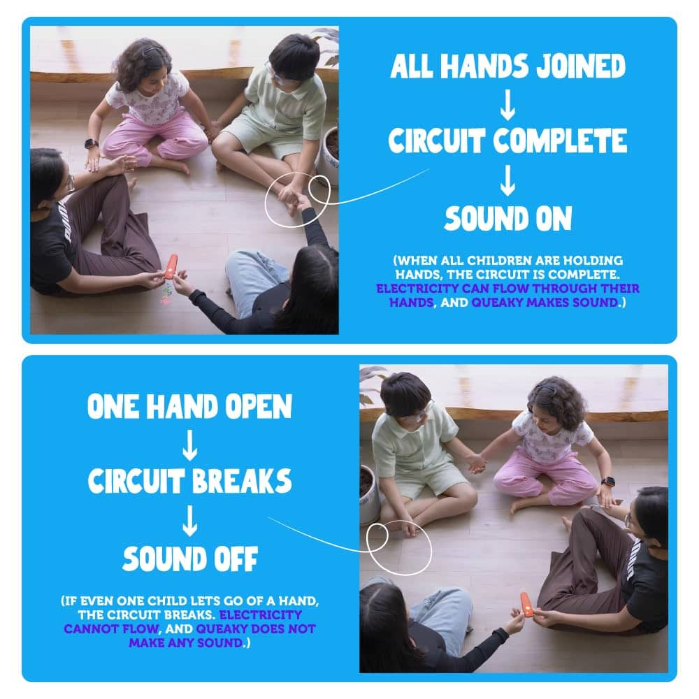 Interactive STEM toy for kids demonstrating electrical circuits with sound features