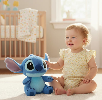 Stitch plush toy in blue for infants and toddlers, perfect for cuddling and playtime.