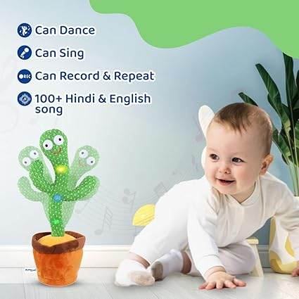 Green dancing cactus plush toy that sings and records songs for ages 2 and up