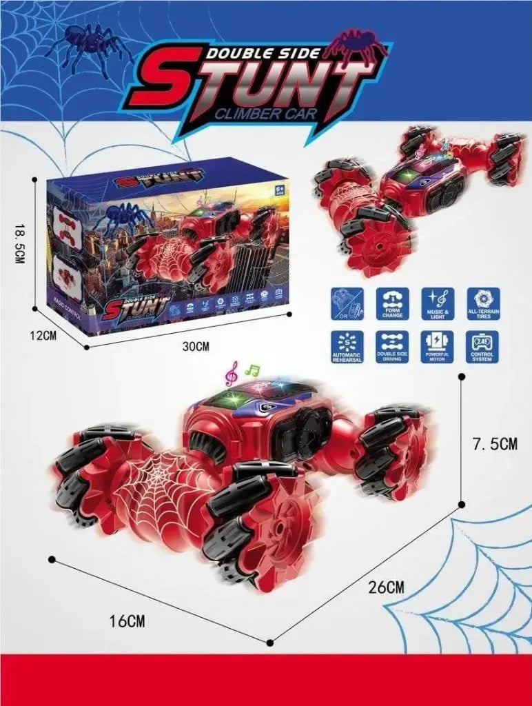 Red double side stunt climbing car toy with music for kids ages 5 and up