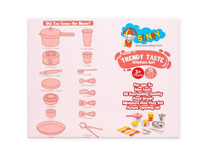 15 piece trendy kitchen playset by T-Rex the toyland Sitamarhi with miniature cooking utensils and food items