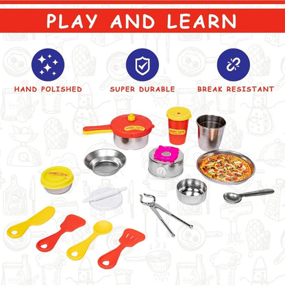 15 piece trendy kitchen playset by T-Rex the toyland Sitamarhi with colorful hand polished utensils