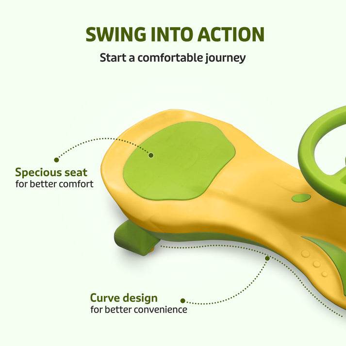 Sunny Swing Car, Kids Push Car, Magic Car for Kids, Comfortable Seats & Durable, Ride On Magic Car for 3+ Years Baby Boy & Girl, Yellow - T-Rex the toyland Sitamarhi