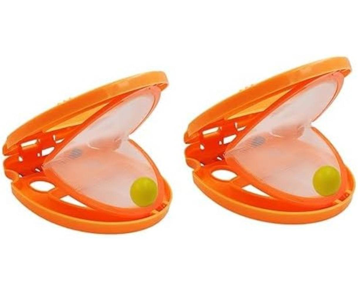 Orange catching game set for kids featuring throwing ball and adjustable launchers