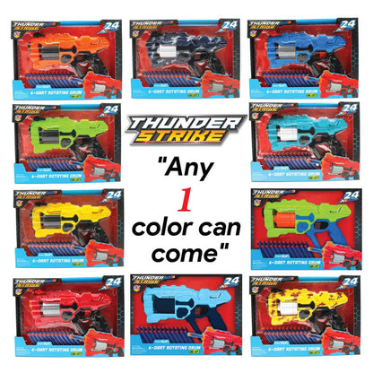 Thunder Strike Toy Gun With 6 Dart Rotating Drum - Available In 10 Colors (2915) - Color: Red