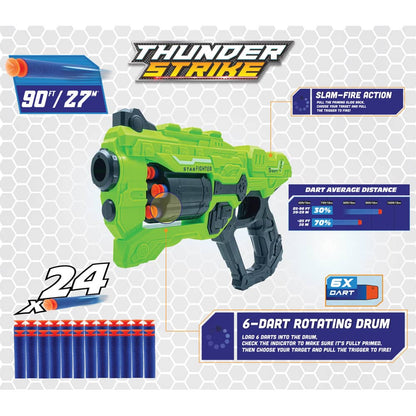 Thunder Strike Toy Gun With 6 Dart Rotating Drum - Available In 10 Colors (2915) - Color: Red