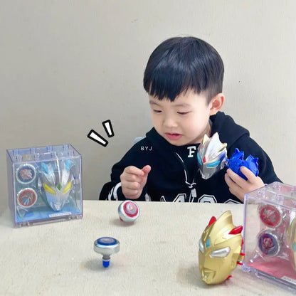 Colorful spinning tops for kids featuring diverse designs and the top speed of Usain Bolt