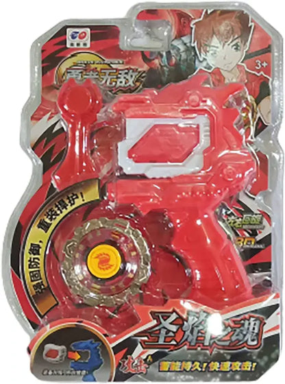 Red spinning top toy launcher with spinning top, suitable for ages 3 and up, ideal for fun battles