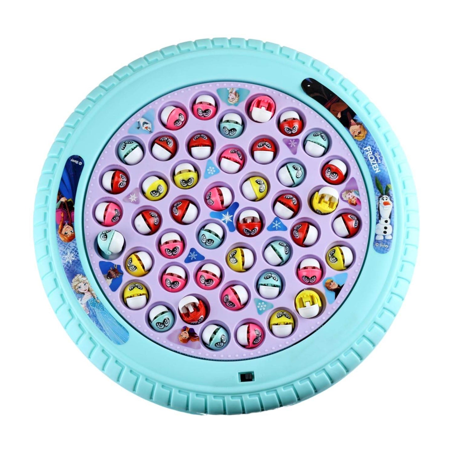 Colorful toy Frozen activity board for kids featuring various interactive buttons