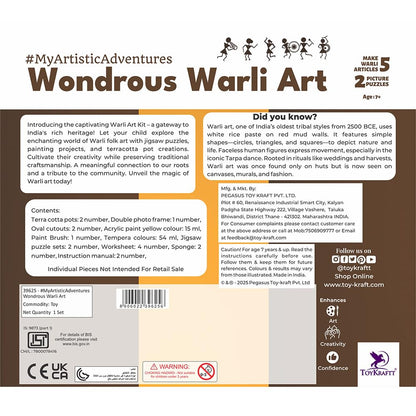 Wondrous Warli Art Kit featuring paints, pots, and templates for ages 8 and up
