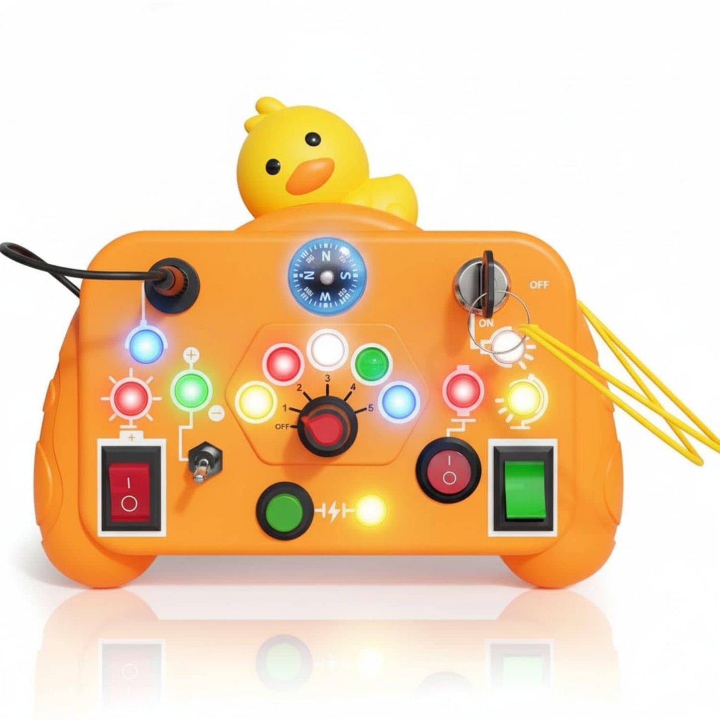 Orange toy montessori interactive learning device with lights and sounds for toddlers