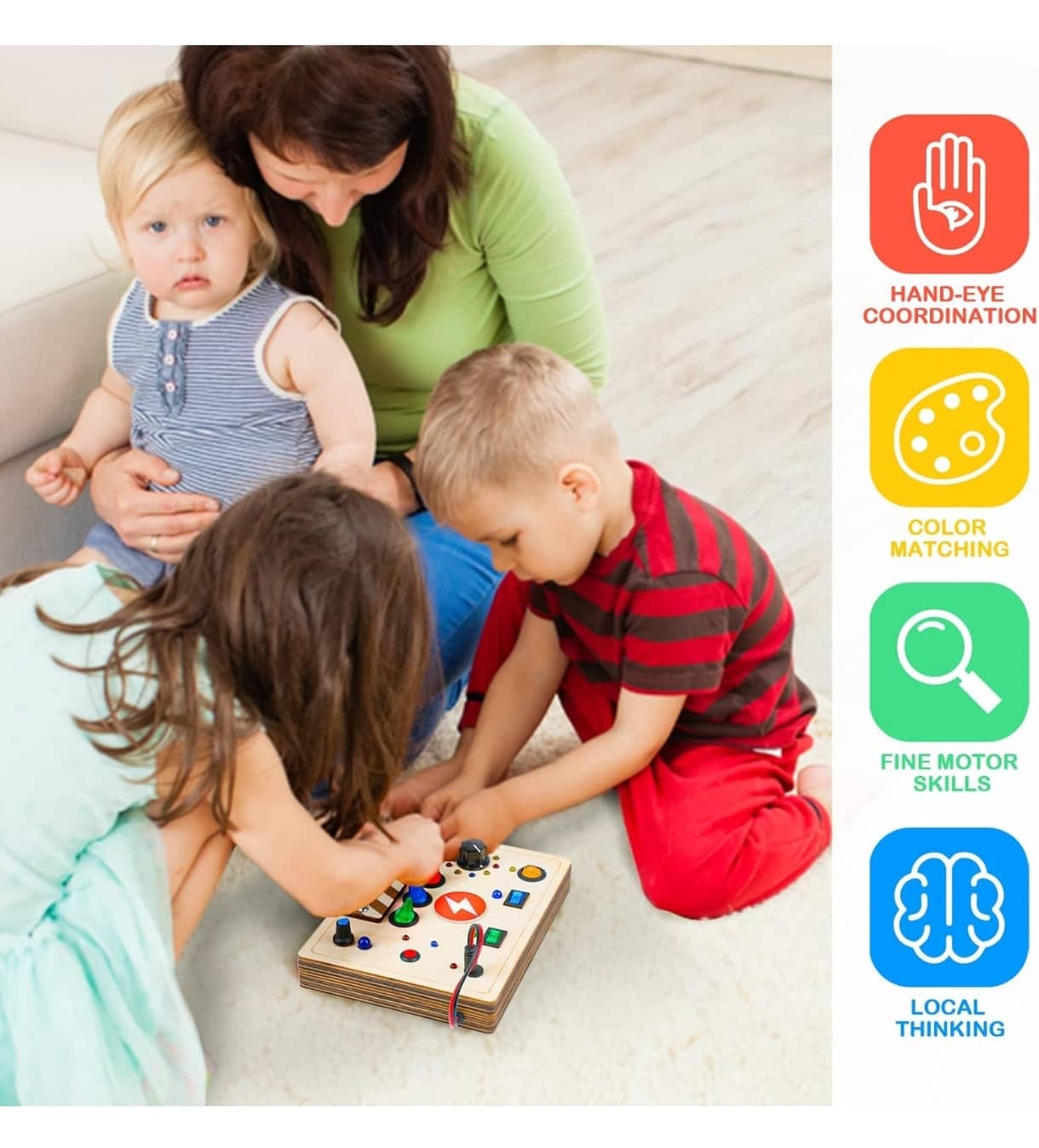 Wooden Montessori toy for toddlers promoting hand-eye coordination and fine motor skills
