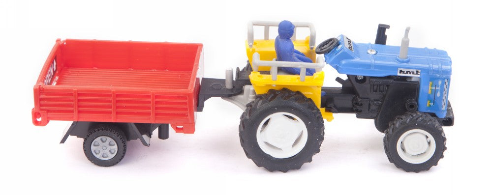 Centy blue toy tractor with red trailer and driver for kids aged 3 and up